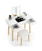 Sugift Makeup Vanity Table Set with Flip Top Mirror and 2 Drawers