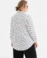 Style & Co Plus Johnny-Collar Long-Sleeve Top, Exclusively at Macy's