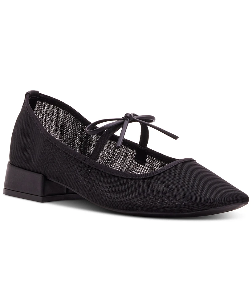 Madden Girl Egret Block-Heel Mary-Jane Bow Ballet Flats