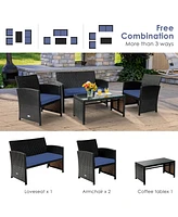 Sugift 4 Pieces Patio Rattan Cushioned Furniture Set