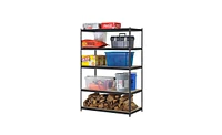 Slickblue 5-Tier Black Storage Rack – Powder-Coated Metal Shelving Unit for Garage, Kitchen, and Home Organization