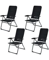 Sugift Set of 4 Patio Folding Chairs with Adjustable Backrests