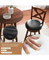 Sugift 2 Pieces Classic Counter Height Swivel Bar Stool Set with X-shaped Open Back