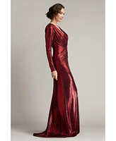 Tadashi Shoji Esau Metallic Crisscross Draped Gown