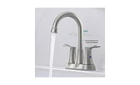 Slickblue Brushed Nickel Bathroom Faucet, 4" 2-Handle Centerset Basin Faucet with Pop-Up Drain and Supply Hoses