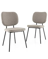 Gymax Set of 4 Fabric Armless Kitchen Dining Chair Padded Modern Accent Gray