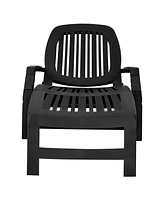 Sugift Adjustable Patio Sun Lounger with Weather Resistant Wheels