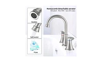 Slickblue 2-Handle 8-Inch Widespread Brushed Nickel Bathroom Sink Faucet for Lavatory Vanity Use