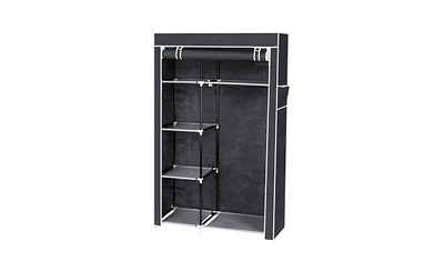 Slickblue 64" Portable Wardrobe Organizer with Clothes Rack and Shelves for Optimal Storage Solutions