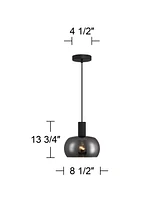 Possini Euro Design Possini Euro Rorie 8 1/2"W Black Smoke Glass Mini Pendant