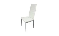 Slickblue 4-Piece Backrest Cushion Dining Chair Set, Pu Leather with Horizontal Sewing, White Cushion & Grey Legs