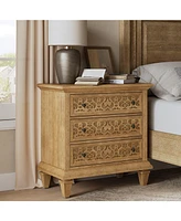 Hulala Home Daniele Transitional 3 - Drawer Nightstand with Built-In Outlets