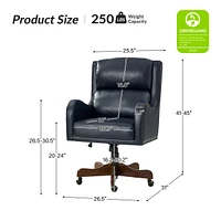 Clemant Transitional Leather Executive Task Chair with Adjustable Seat Height and Tilt Mechanism