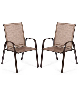 Sugift 2 Pieces Patio Outdoor Dining Chair with Armrest