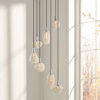 Possini Euro Design Myriad 23 3/4" Modern Pendant Chandelier Ceiling Light Fixture Dining Room Over Table Kitchen Island Foyer Hanging 6-Light Silver