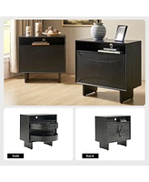 Claudio Modern 28"Tall Nightstand with Solid Wood Legs