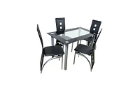 Slickblue 4-Piece Pu Leather Dining Chair Set with Long Backrest, Square Hollow Design, Black Cushion & Electroplated Legs