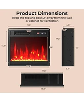 Gymax 18'' Electric Fireplace Insert w/Remote Control Adjustable Flame Color Brightness