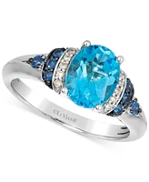 Le Vian Blue Topaz (2 ct. t.w.), Blueberry Sapphire (1/6 ct. t.w.) & Nude Diamond (1/20 ct. t.w.) Statement Ring in 14k White Gold