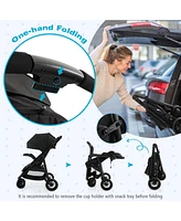 Costway Baby Baby Jogging Stroller Jogger Travel System w/Adjustable Canopy for Newborn