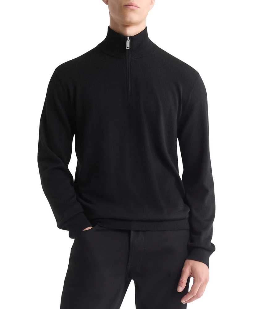 Calvin Klein Men's Long Sleeve Quarter-Zip Pullover Sweater