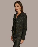 Donna Karan New York Women's Zipper-Front Tweed Jacket