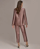 Donna Karan New York Womens Charmeuse One Button Blazer Slim Leg Ankle Pants