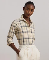 Lauren Ralph Women's Relaxed-Fit Plaid Roll-Tab-Sleeve Shirt