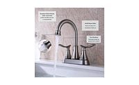 Slickblue 2-Handle 4-Inch Brushed Nickel Bathroom Faucet for Vanity Sinks, Complete with Pop-Up Drain and Supply Hoses