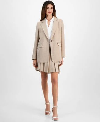 Tahari Asl Boyfriend Blazer Faux Wrap Top Pleated Skirt