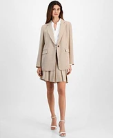 Tahari Asl Boyfriend Blazer Faux Wrap Top Pleated Skirt