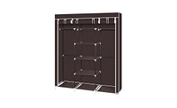 Slickblue 69" Portable Clothes Closet with Non-Woven Fabric and Double Rod for Efficient Storage Organizer