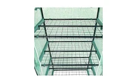 Slickblue Iron Pipe Mini Flower Stand with 4-Layer Grid and Zipper Rolling Door for Pe Cloth Greenhouse