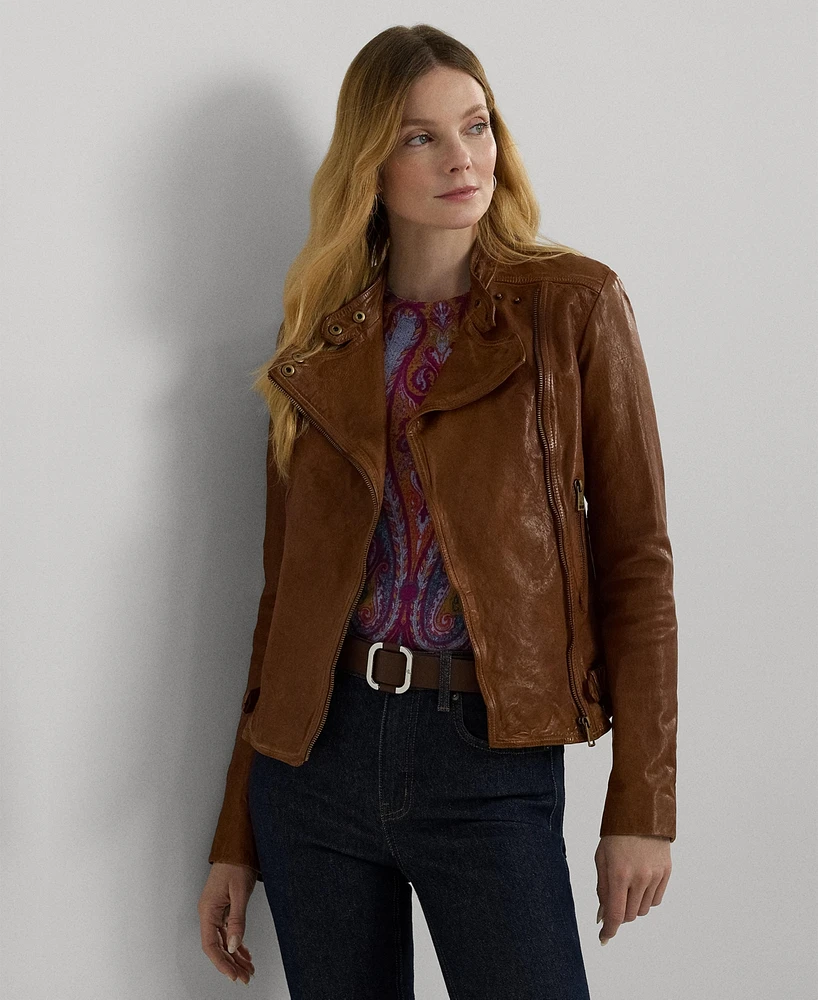 Lauren Ralph Tumbled-Leather Jacket