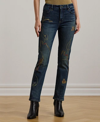 Lauren Ralph Women's Print High-Rise Straight Ankle Jeans