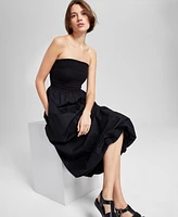 And Now This Women's Strapless Mixed Media Bubble-Hem Midi Dress, Exclusively at Macy's