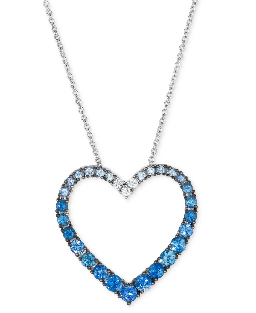 Le Vian Demin Ombre (1-1/20 ct. t.w.) & White Sapphire (1/20 ct. t.w.) Heart 20" Adjustable Pendant Necklace in 14k White Gold