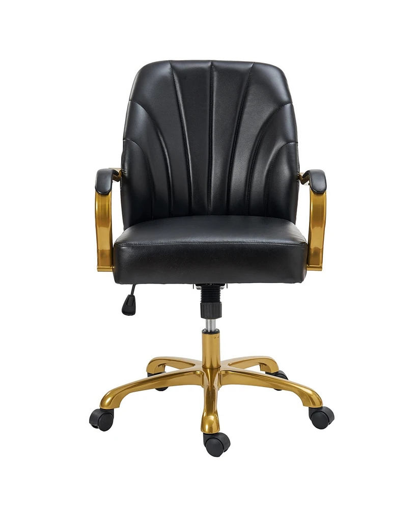 Hulala Home Ross Modern Leather Task Chair with Tilt Mechanism Channel Tufted Back