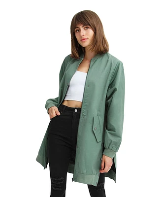 Belle & Bloom Women's Chasing You Long Bomber Jacket
