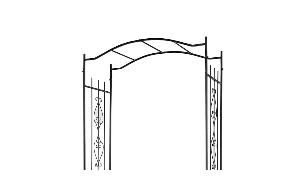 Slickblue Wrought Iron Arch Bridge Roof Climbing Frame for Plants and Vines