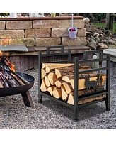18.5 Inch Metal Firewood Rack Fireplace Log Holder with Dual Handles Solid Base