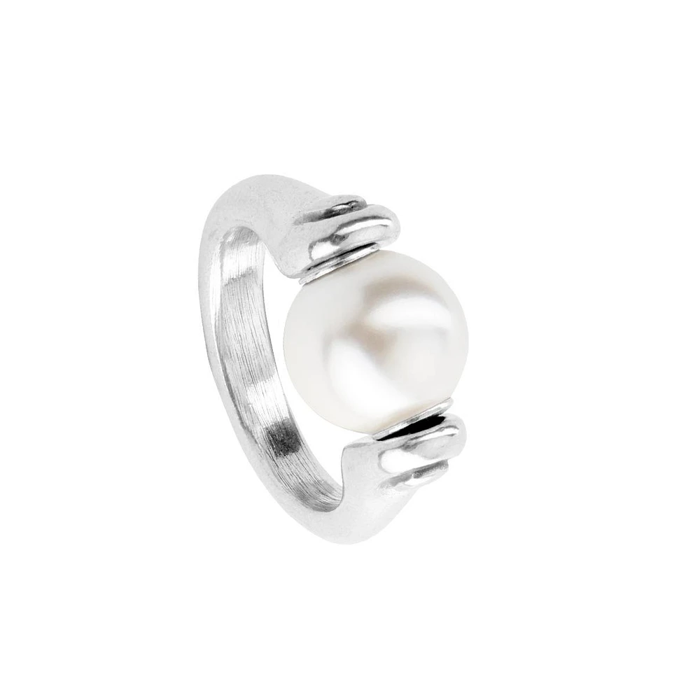 UNOde50 Sterling Silver Metal Mother of Pearl Clad Ring