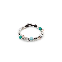 UNOde50 Sterling Silver-Plated Links and Handmade crystal Bracelet