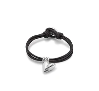 UNOde50 Sterling Silver Heart Charm 4 Leather Bracelet