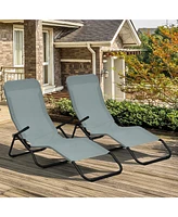 Sugift 2 Pieces Stackable Portable Patio Chaise Lounger with Rocking Design