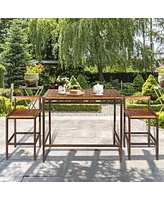 Vebreda 3 Pieces Patio Rattan Wicker Bar Dining Furniture Set