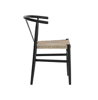 Emma+Oliver Devine Set Of 2 Wishbone Style Wooden Dining Chairs With Kraft Paper Rope Seats, Stackable Design