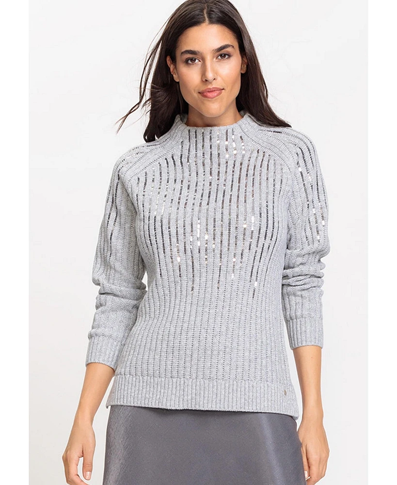 Olsen Women's Sequin Rib Knit Pulllover