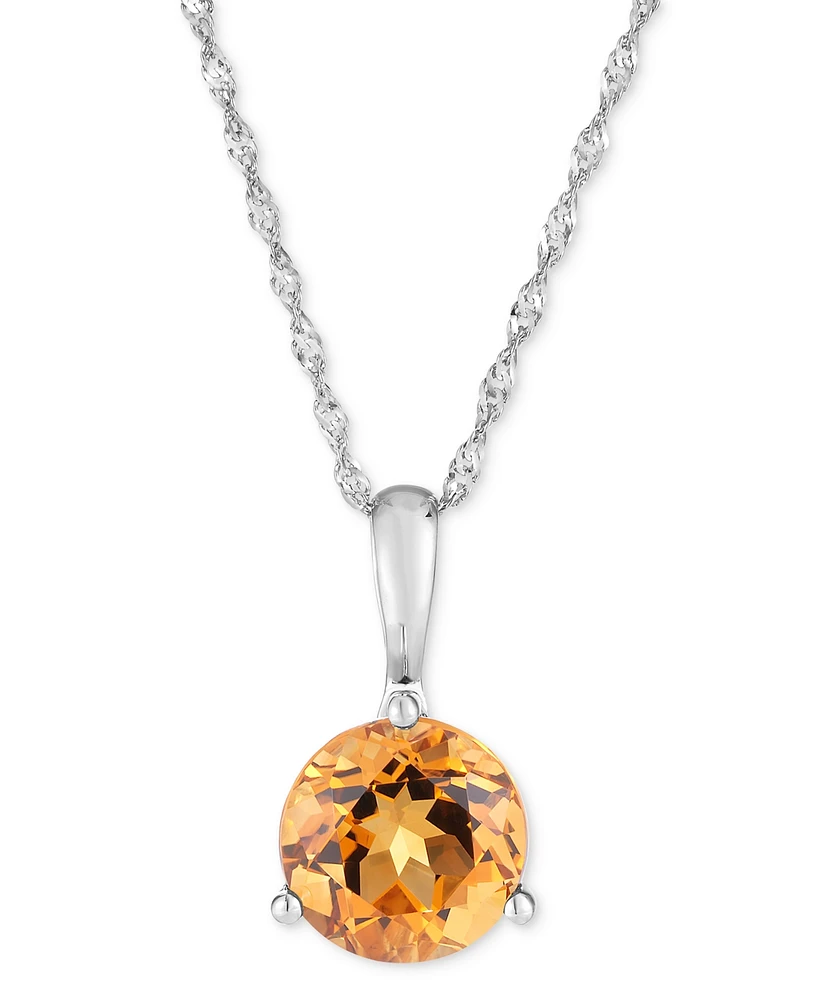 Lab Grown Citrine Solitaire Pendant Necklace (1-5/8 ct. t.w.) in 14k White Gold