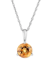 Lab Grown Citrine Solitaire Pendant Necklace (1-5/8 ct. t.w.) in 14k White Gold